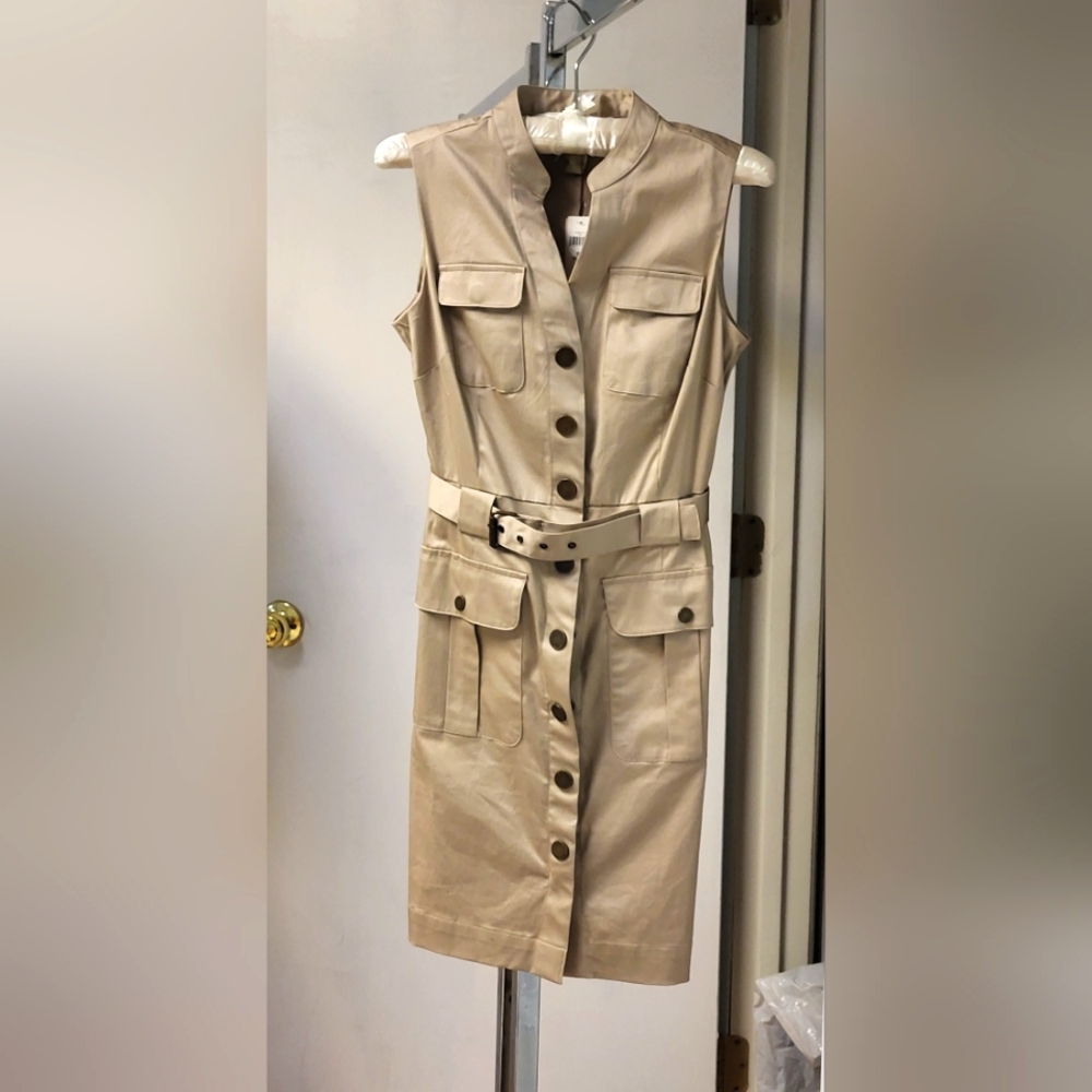 Banana Republic dress, sleeveless, Size OP Petite, khaki